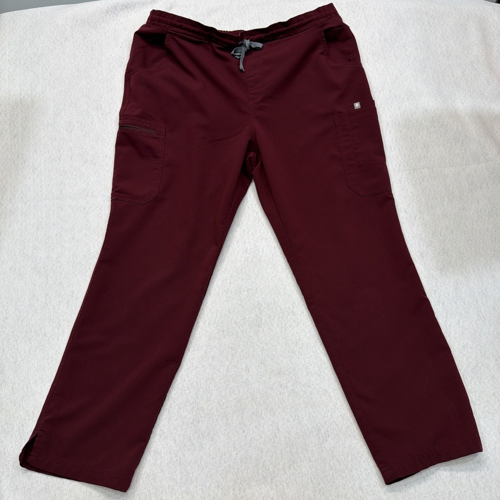 FIGS Women's High Waisted Yola  Skinny Scrub‎ Pants Burgandy Size X Large Petite